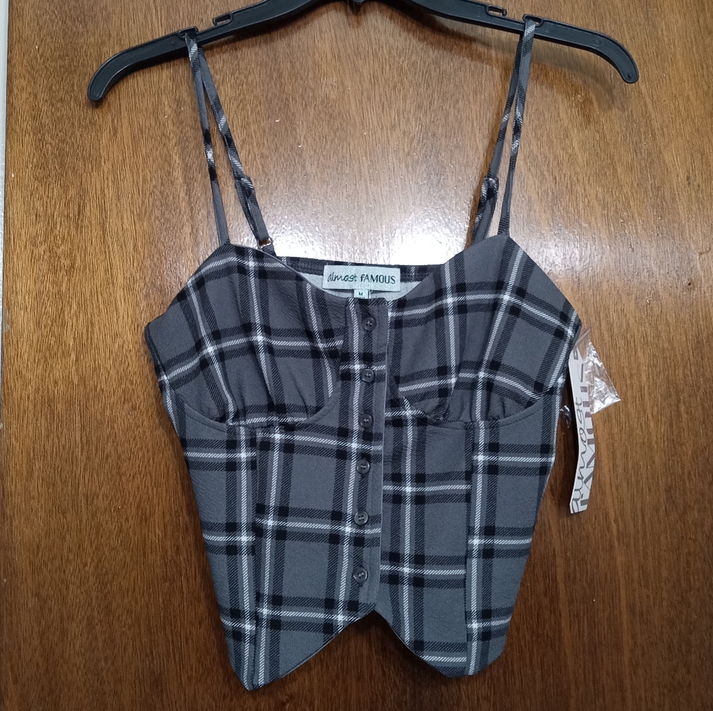 Gray Plaid Women's Top